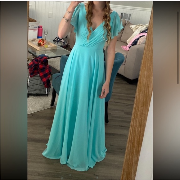 DAVID’s BRIDAL SPA FLUTTER SLEEVE BRIDESMAID DRESS SIZE 6P - Picture 7 of 9